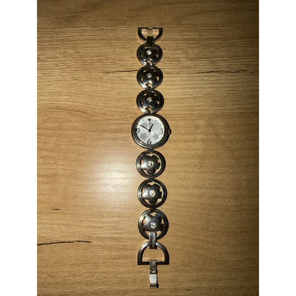 Brighton Tahiti Women's Silver Floral  Dial Analog Quartz Metal Bracelet Watch